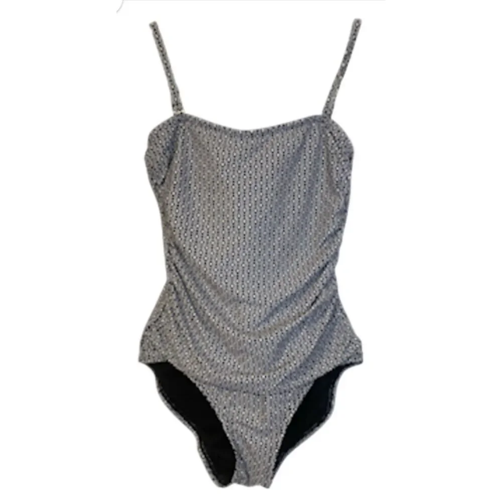 DKNY One Piece Swim Suit Adjustable Straps Sz. M Bra Blue/White - Picture 5 of 13